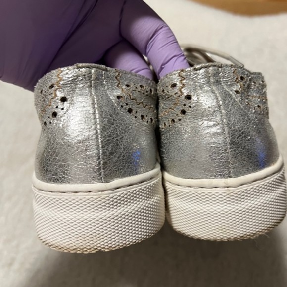 Steven by Steve Madden Allister Metallic Silver Lace Up Sneakers Size 9.5M - Picture 6 of 12